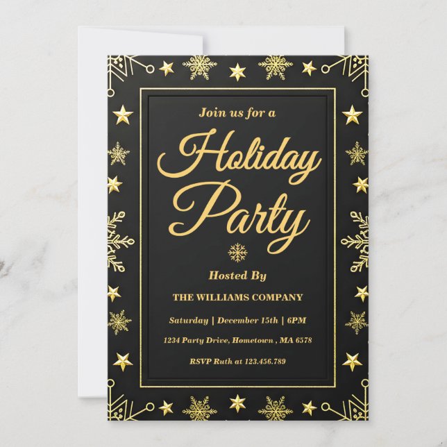Convites Elegant Gold Foil Corporate Holiday Party (Frente)