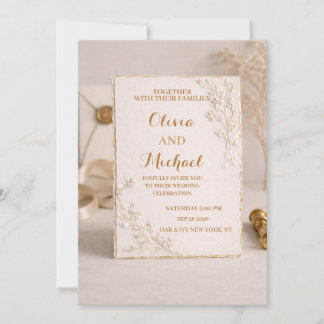 Convites Elegant Gold Foil Wedding Invitation