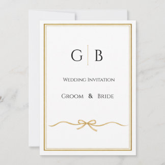 Convites Elegant Gold Frame Monogram Wedding Invitation