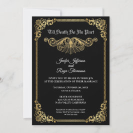 Convites Elegant gold Gothic Halloween wedding Invitation