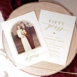 Convites Elegant Gold Script 50th Wedding Anniversary Party