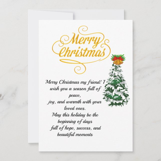 Convites Elegant Gold Script Merry Christmas Card with Tree (Frente)