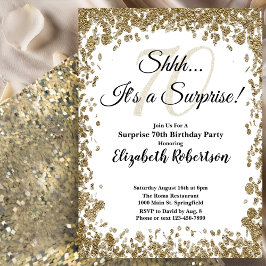 Convites Elegant Gold Surprise 70th Birthday Invitation