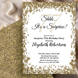 Convites Elegant Gold Surprise 77th Birthday Invitation