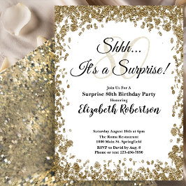 Convites Elegant Gold Surprise 80th Birthday Invitation
