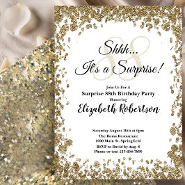 Convites Elegant Gold Surprise 88th Birthday Invitation
