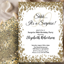 Convites Elegant Gold Surprise 90th Birthday Invitation