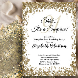 Convites Elegant Gold Surprise 91st Birthday Invitation
