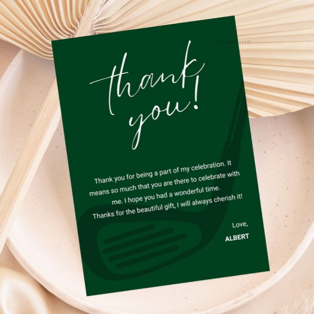 Convites Elegant Golf Theme Appreciation Thank You Card (golf thank you card, golf birthday thank you, golf party thank you, golf theme card, golf appreciati)