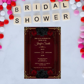 Convites Elegant Gothic Dark Romance Bridal Shower