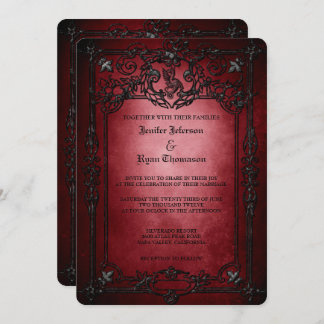 Convites Elegant gothic halloween wedding Invitation