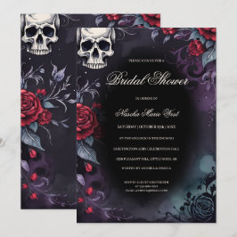 Convites Elegant Gothic Skull & Roses Bridal Shower