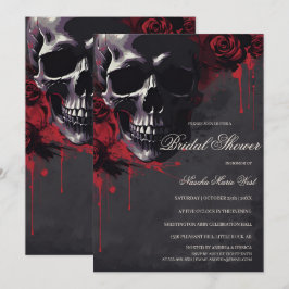 Convites Elegant Gothic Skull & Roses Bridal Shower