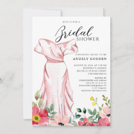 Convites Elegant Gown Illustration with Bridal Shower