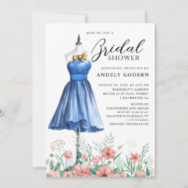 Convites Elegant Gown Illustration with Bridal Shower