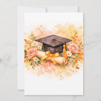 Convites Elegant Graduation Cap with Floral Design