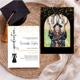 Convites Elegant Graduation with Photo Invitation