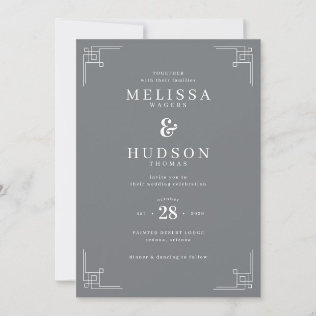Convites Elegant Gray Geometric Wedding Invitation (Frente)