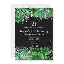 Elegant Green and Silver Flowers Birthday Party
