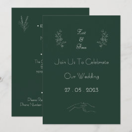 Convites Elegant Green And White Floral Simple Invitation