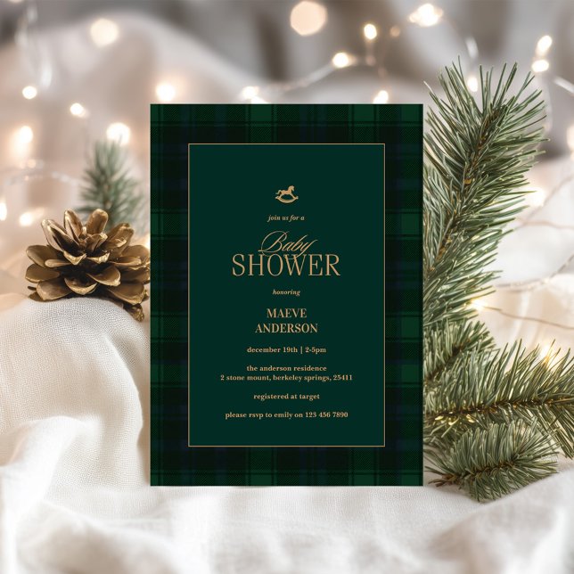 Convites Elegant Green blue tartan Plaid Invitation (Criador carregado)