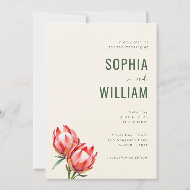 Convites Elegant Green Floral Wedding Invitation (Frente)