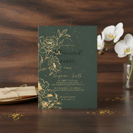 Convites Elegant Green Gold Retirement Party Invitation Flo