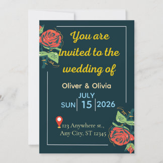 Convites Elegant Green & Gold Wedding Invitation