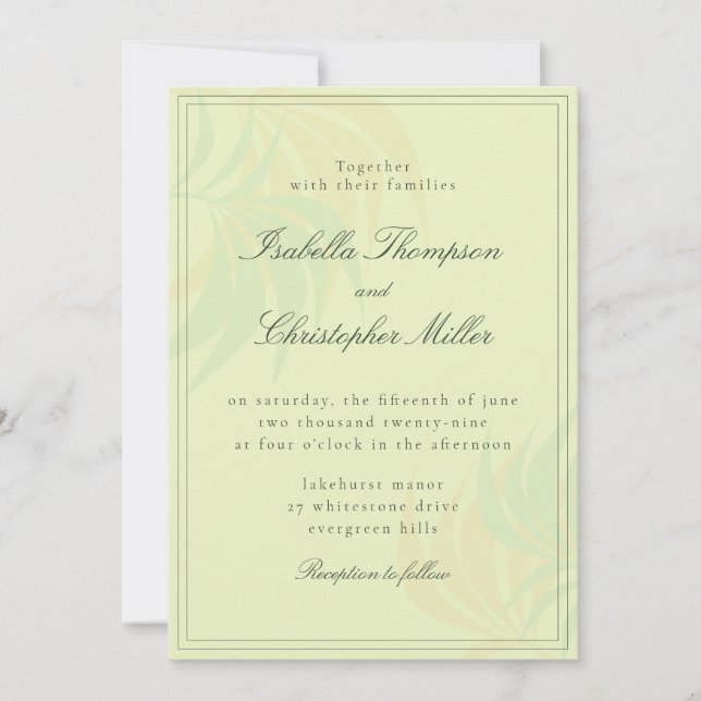 Convites Elegant Green Palm Wedding Invitation (Frente)