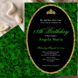 Convites Elegant Green Rose Floral 18th Birthday Debut