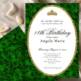 Convites Elegant Green Rose Floral 18th Birthday Debut