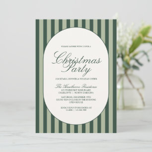 Convites Elegant Green Stripe Christmas Holiday Party