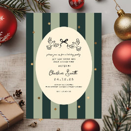 Convites Elegant Green Striped Holiday Party Invitation