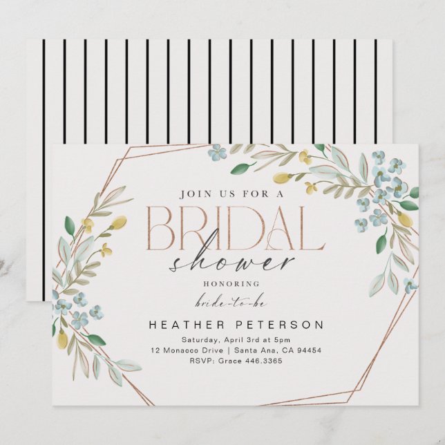 Convites Elegant Greenery (Frente/Verso)