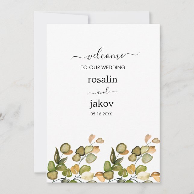 Convites Elegant Greenery Botanical wedding (Frente)