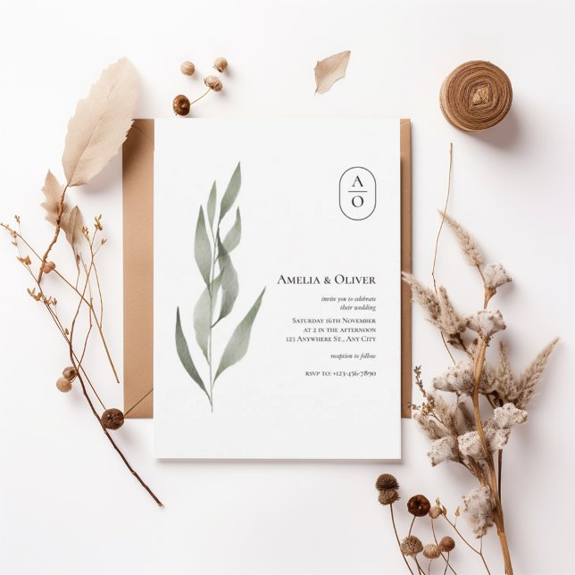 Convites Elegant Greenery Botanical Wedding Invitation (Criador carregado)