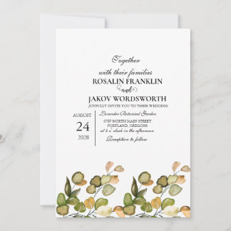Convites Elegant Greenery Botanical wedding Invitation card