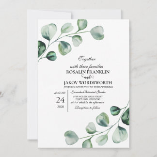 Convites Elegant Greenery Botanical wedding Invitation card