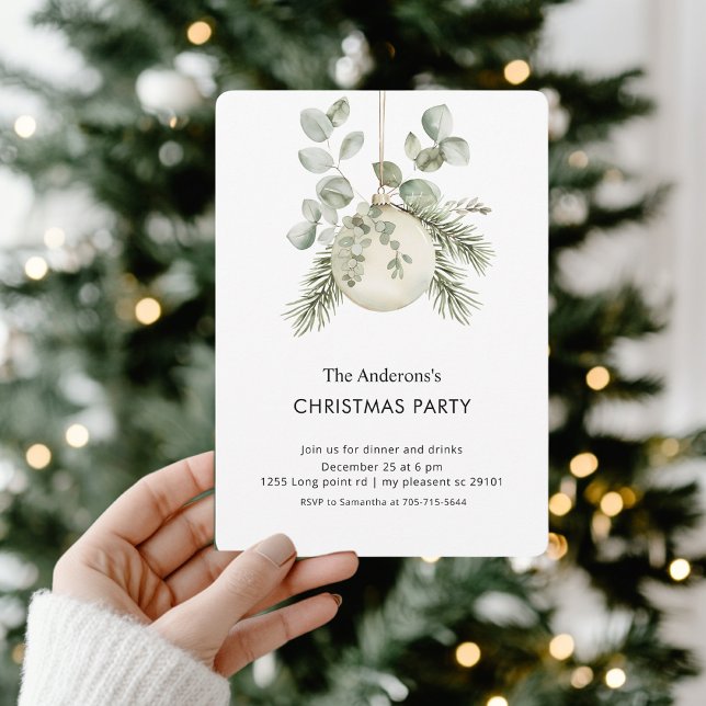Convites Elegant Greenery Christmas Party (Criador carregado)