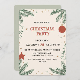 Convites Elegant Greenery Christmas Party Invitation Card