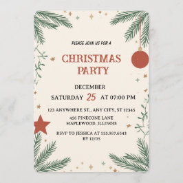 Convites Elegant Greenery Christmas Party Invitation Card