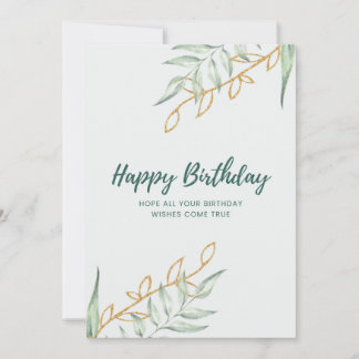 Convites Elegant Greenery Floral Birthday Card | Minimal Bo
