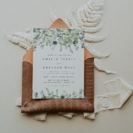 Convites Elegant Greenery Wedding Invitation