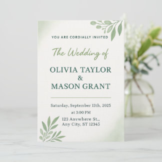 Convites Elegant Greenery Wedding Invitation Card