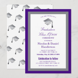 Convites Elegant grey caps graduation ceremony invitation