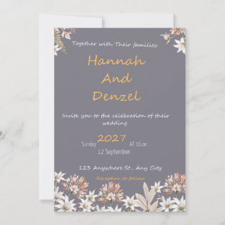 Convites Elegant Grey Floral Wedding Invitation | Watercolo