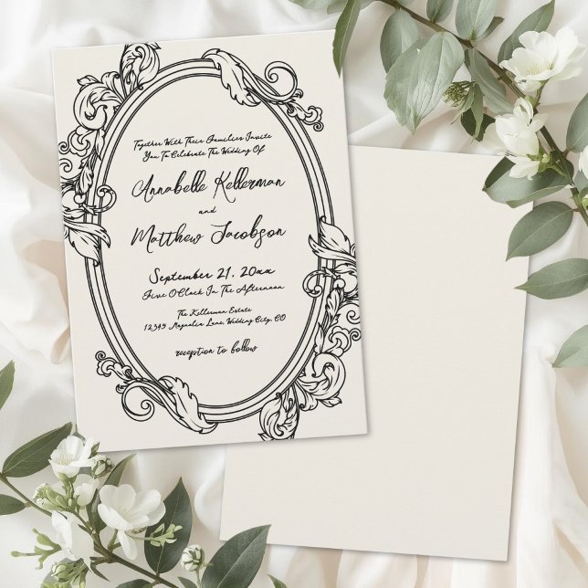 Convites Elegant Hand Drawn Vintage Wedding (Elegant Hand Drawn Vintage Wedding Invitation)