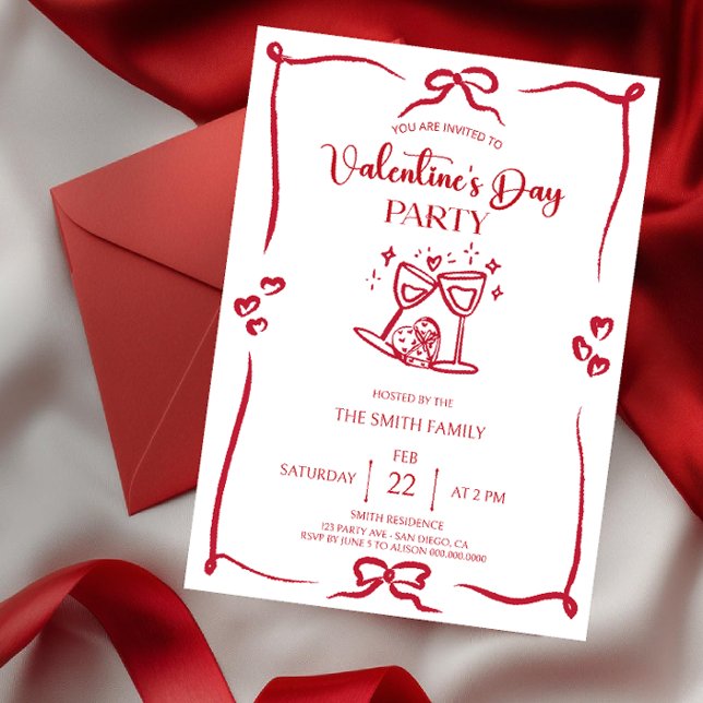 Convites Elegant handdrawn Valentine's day party Invitation (Criador carregado)