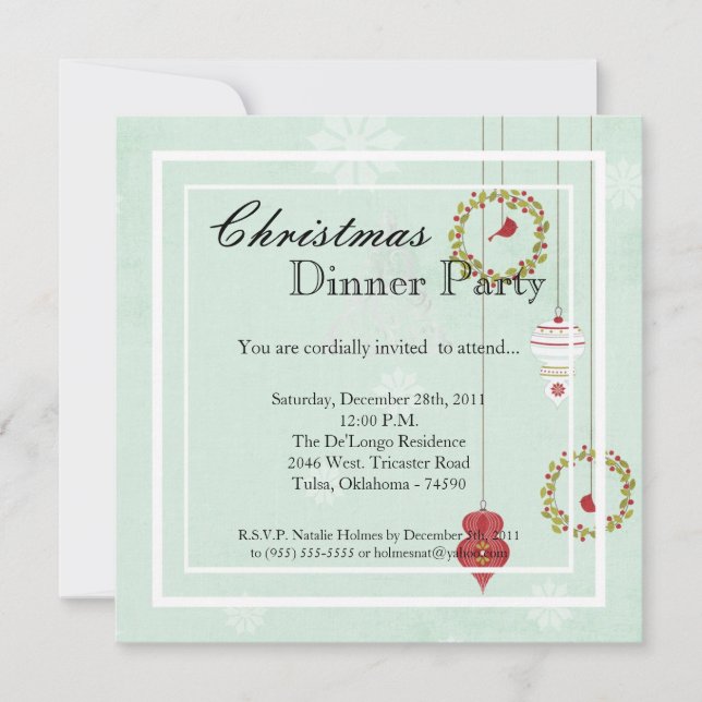 Convites Elegant Holiday Christmas Dinner Party Invitation (Frente)