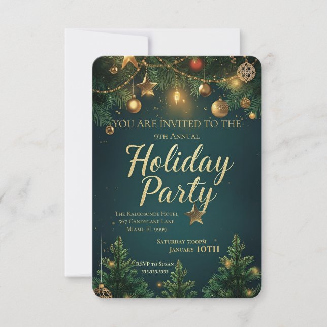 Convites Elegant Holiday Party Invitation (Frente)